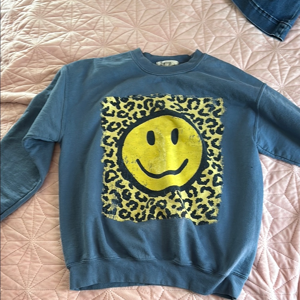 Blue Smiley Face Sweater
